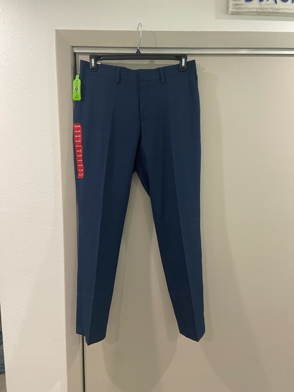 Haggar Men's Dark Navy Dress Pants - Flat Front Trousers